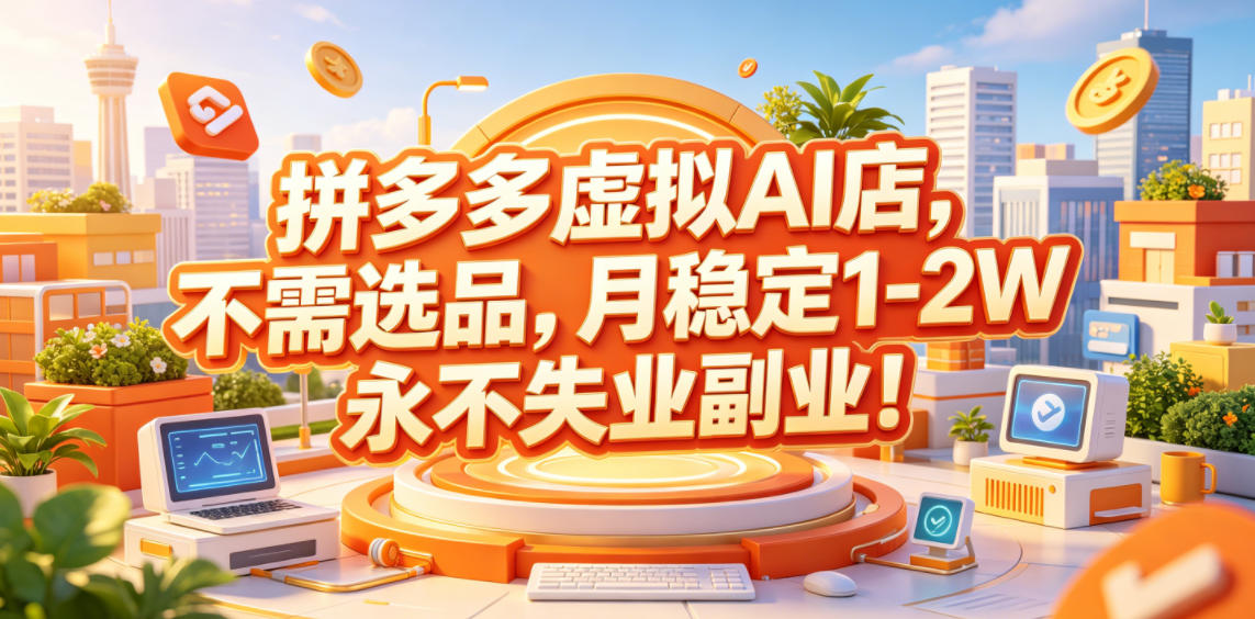 拼多多虚拟AI店,不需选品,月稳定1-2W,永不失业副业!【揭秘】-星空网创资源