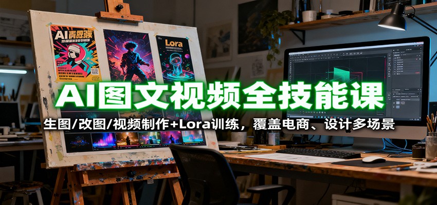 AI图文视频全技能课：生图/改图/视频制作+Lora训练，覆盖电商 、设计多场景-星空网创资源