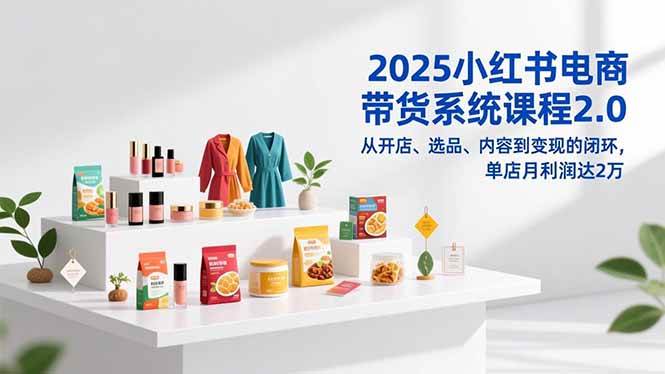 (16880期)2025小红书电商带货系统课程2.0,从开店、选品、内容到变现的闭环,单店月利润达2万-星空网创资源