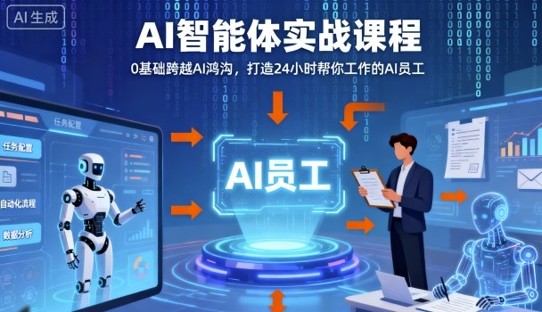 Ai智能体实战课程，0基础跨越Ai鸿沟，打造24小时帮你工作的Ai员工，打破常规，以实战定义Ai-星空网创资源