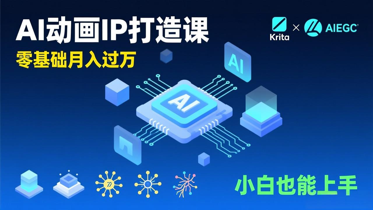 AI动画新手变现课，Krita+AIGC、模型训练、商单资源，零基础月入过万，小白也能上手-星空网创资源