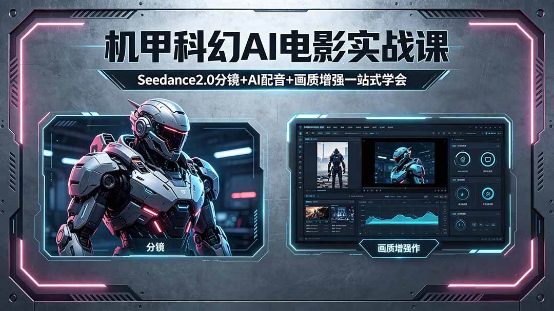 (18298期)机甲科幻 AI 电影实战课,Seedance2.0 分镜 + AI 配音 + 画质增强一站式学会-星空网创资源