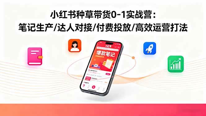 (16310期)小红书种草带货0-1实战营:笔记生产/达人对接/付费投放/高效运营打法-星空网创资源