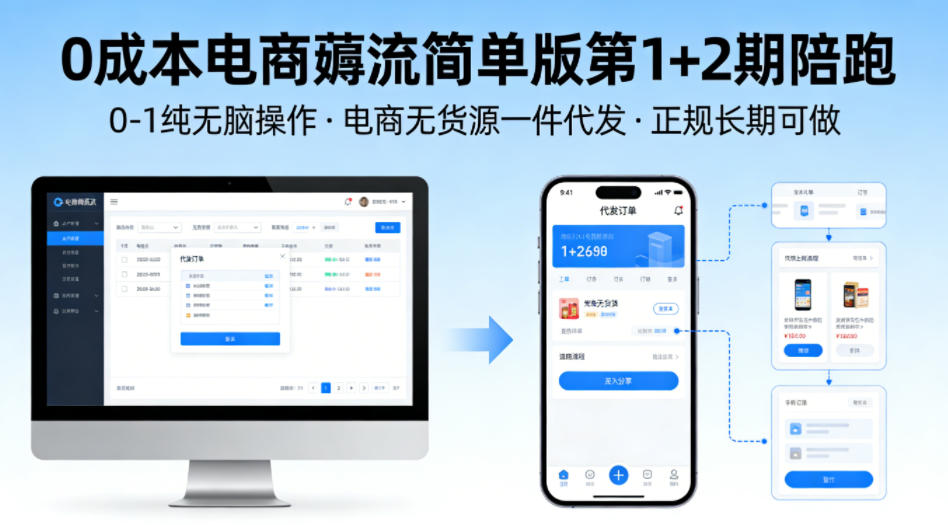 0成本电商薅流简单版第1+2期陪跑,0-1纯无脑操作,电商无货源一件代发,正规长期可做-星空网创资源