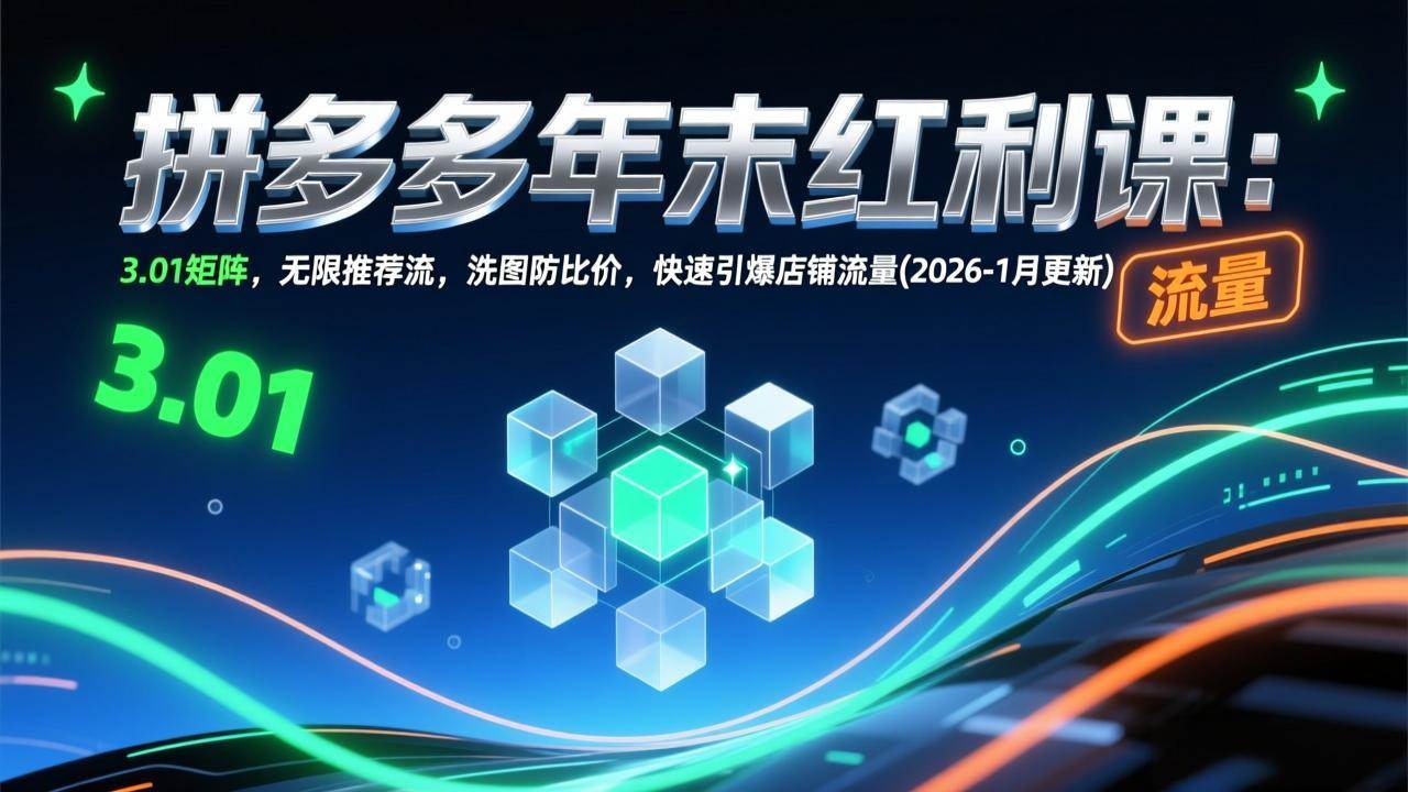 （17100期）拼多多年末红利课：3.01矩阵，无限推荐流，洗图防比价，快速引爆店铺流量(2026-1月更新)-星空网创资源