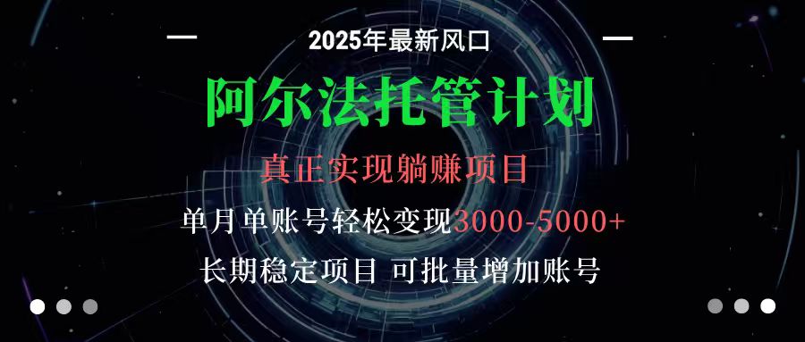 阿尔法托管计划 单账号月入3000-5000，长期稳定项目，新手小白轻松上手-星空网创资源