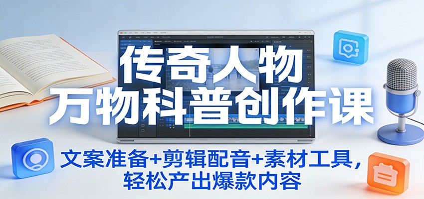 传奇人物万物科普创作课：文案准备+剪辑配音+素材工具，轻松产出爆款内容-星空网创资源