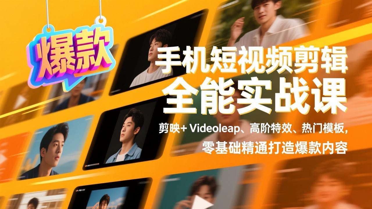 手机短视频剪辑全能实战课,剪映+Videoleap、高阶特效、热门模板,零基础精通打造爆款内容 手机短视频剪辑全能实战课,剪映+Videoleap、高阶特效、热门模板,零基础精通打造爆款内容