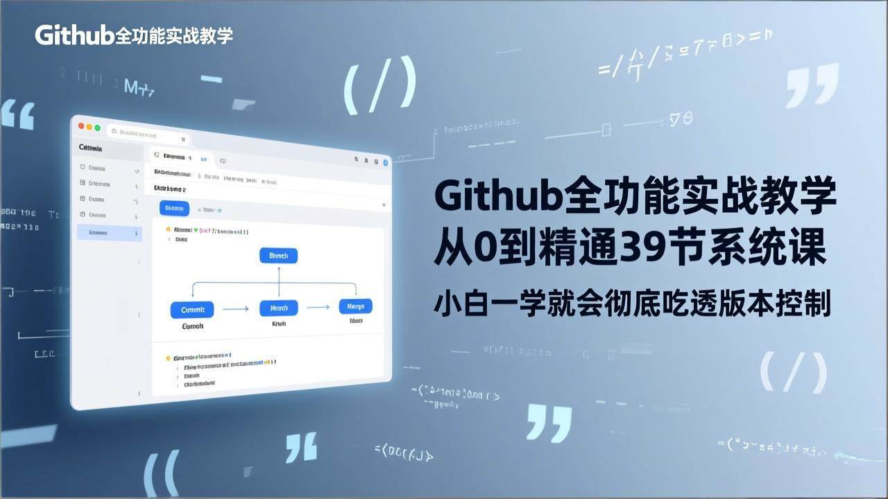（17501期）GitHub-全功能实战教学，从0到精通39节系统课，小白一学就会彻底吃透版本控制-星空网创资源