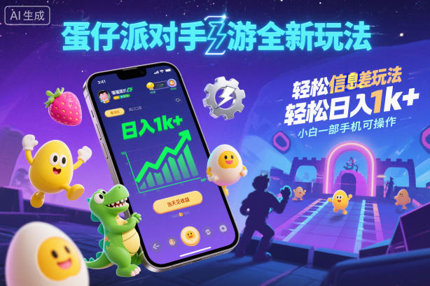 蛋仔派对手游全新玩法，轻松日入1k+，风口信息差玩法，当天见收益，小白一部手机可操作-星空网创资源