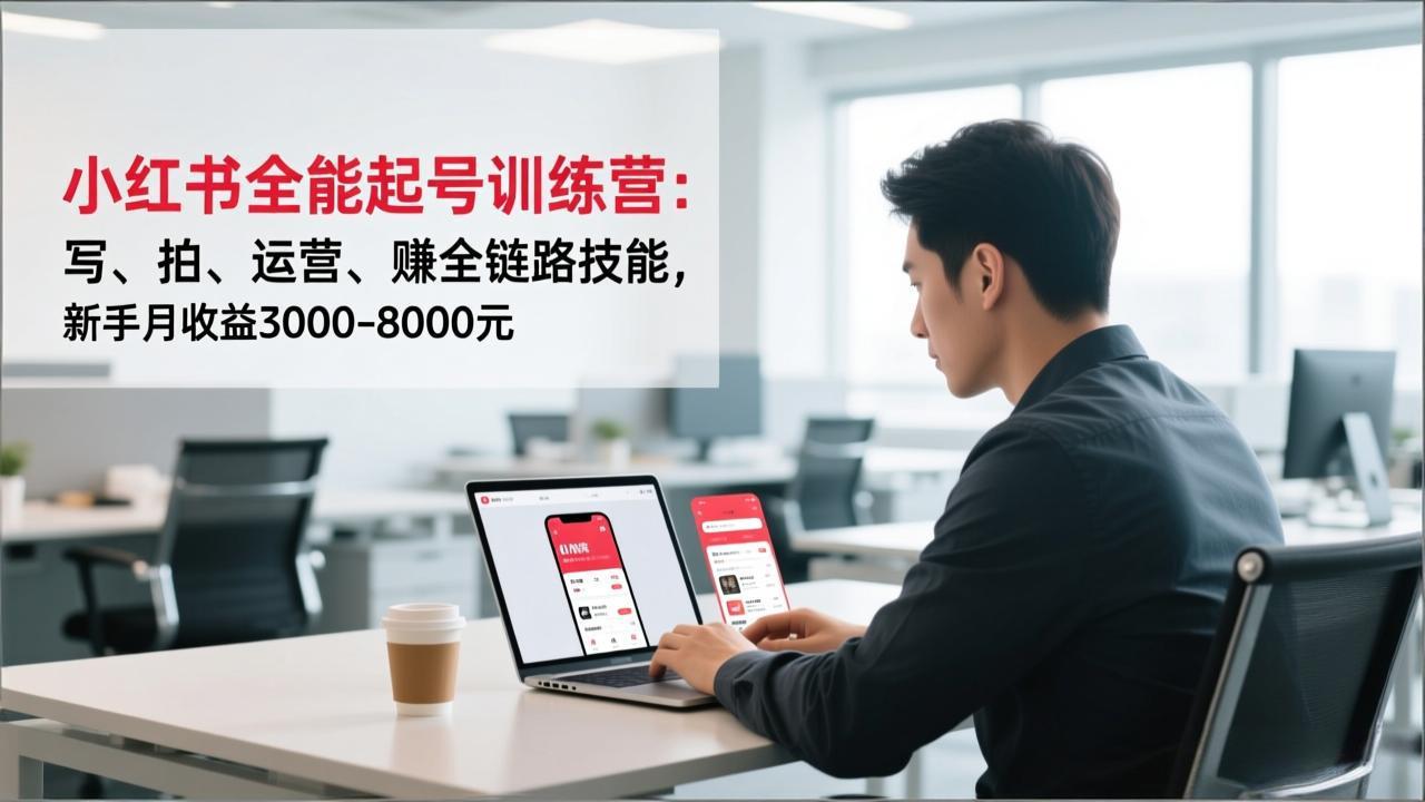 小红书全能起号训练营：写、拍、运营、赚全链路技能，新手月收益3000-8000元-星空网创资源
