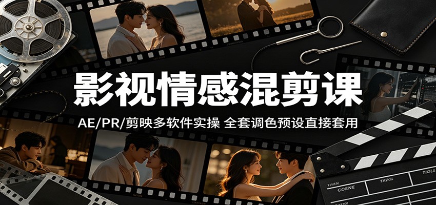 影视情感混剪课:AE/PR/剪映多软件实操,全套调色预设直接套用-星空网创资源