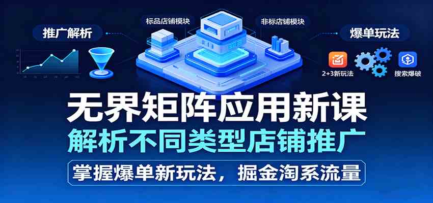 无界矩阵应用新课,解析不同类型店铺推广,掌握爆单新玩法,掘金淘系流量-星空网创资源