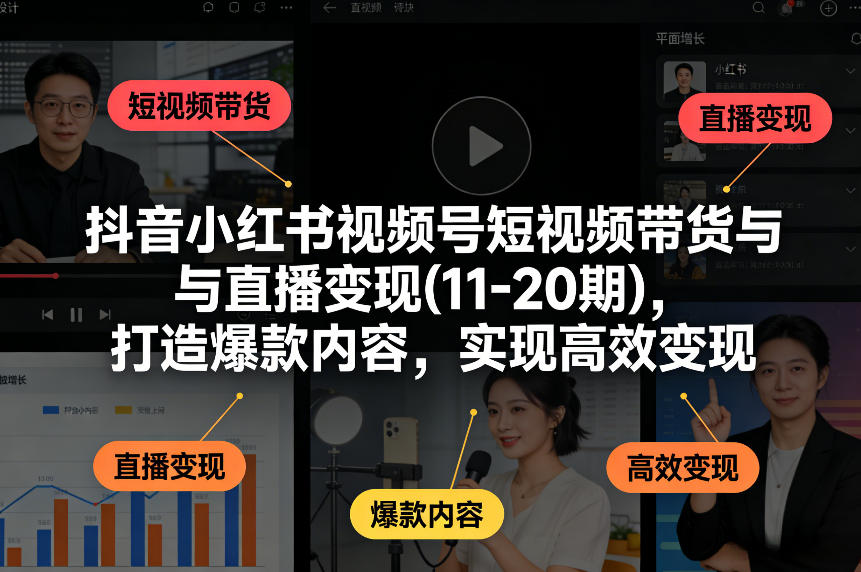 抖音小红书视频号短视频带货与直播变现(10-20期),打造爆款内容,实现高效变现(更新)-星空网创资源