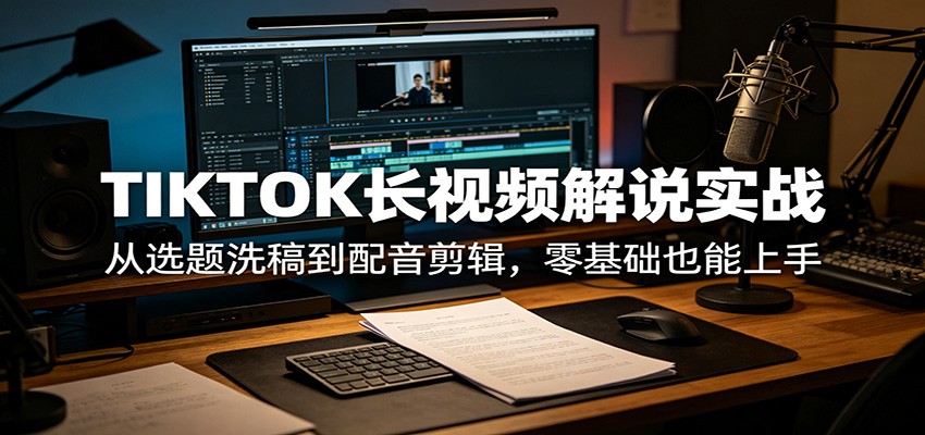 TIKTOK长视频解说实战：从选题洗稿到配音剪辑，零基础也能上手-星空网创资源