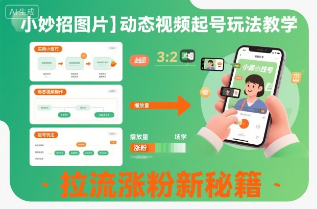 小妙招图片+动态视频起号玩法教学,拉流涨粉新秘籍-星空网创资源