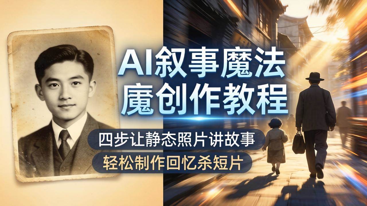 (18208期)AI叙事魔法创作教程,四步让静态照片讲故事,老照片修复加动态特效,轻松制作回忆杀短片-星空网创资源