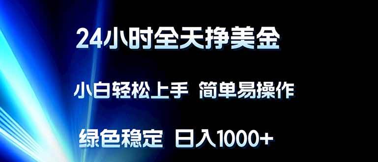 （17557期）24小时全天挣美金，小白轻松上手，简单易操作，绿色稳定，日入1000+-星空网创资源