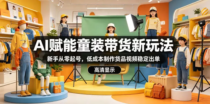 AI赋能童装带货新玩法,新手从零起号,低成本制作货品视频稳定出单-星空网创资源