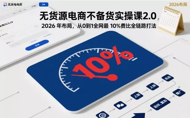 无货源电商不备货实操课2.0,2026年布局,从0到1全网最低10%费比全链路打法【更新26年5月19日】-星空网创资源