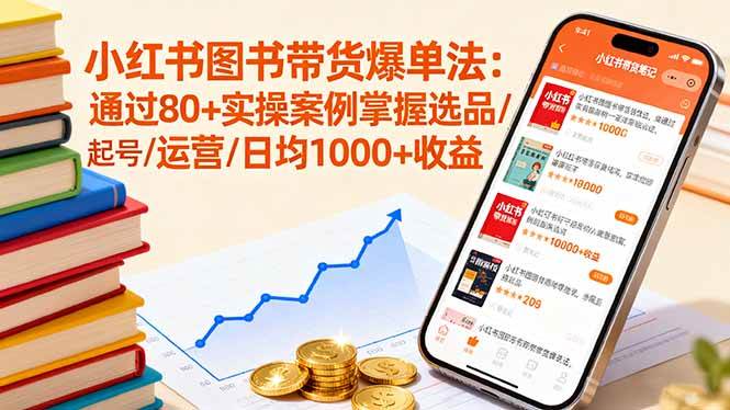 （16015期）小红书图书带货爆单法：通过80+实操案例掌握选品/起号/运营/日均1000+收益-星空网创资源