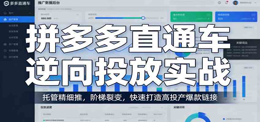 拼多多直通车逆向投放实战:托管精细推,阶梯裂变,快速打造高投产爆款链接-星空网创资源