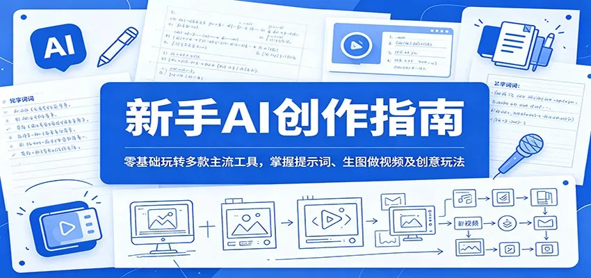 新手AI创作指南：零基础玩转多款主流工具，掌握提示词、生图做视频及创意玩法-星空网创资源