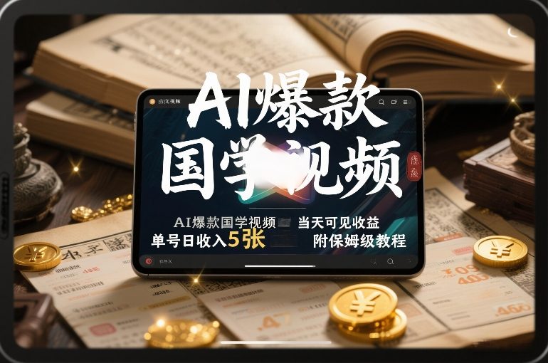 AI爆款国学视频,独家起号方法,小白直接上手,当天可见收益,单号日收入5张+附保姆级教程-星空网创资源