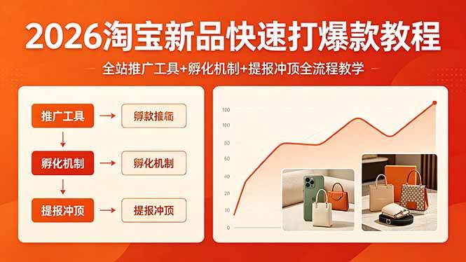 (18422期) 2026淘宝新品快速打爆款教程,全站推广工具+孵化机制+提报冲顶全流程教学-星空网创资源