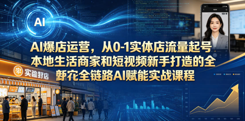 AI爆店运营，从0-1实体店流量起号，本地生活商家和短视频新手打造的全链路AI赋能实战课程-星空网创资源