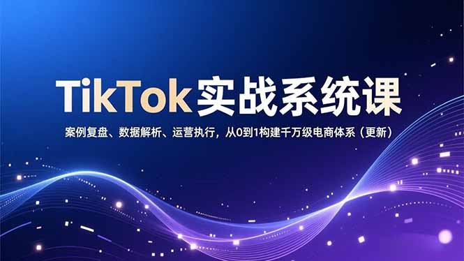 TikTok实战系统课,案例复盘、数据解析、运营执行,从0到1构建千万级电商体系(更新-星空网创资源