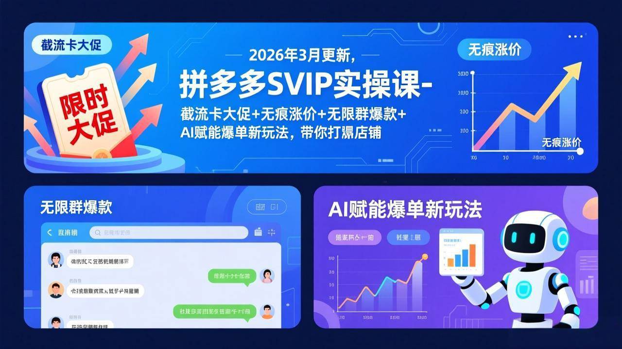 (17589期)拼多多SVIP实操课-26年3月,截流卡大促+无痕涨价+无限群爆款+AI赋能爆单新玩法,带你打爆店铺-星空网创资源