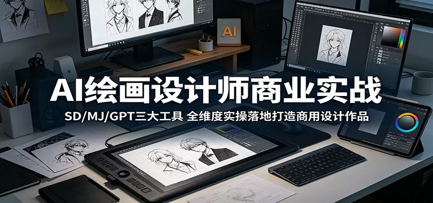 AI绘画设计师商业实战：SD/MJ/GPT三大工具，全维度实操落地打造商用设计作品-星空网创资源