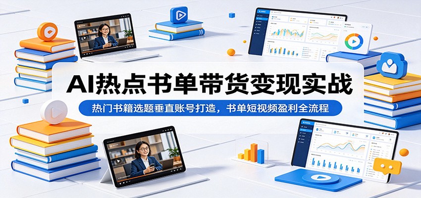 AI热点书单带货变现实战:热门书籍选题垂直账号打造,书单短视频盈利全流程-星空网创资源