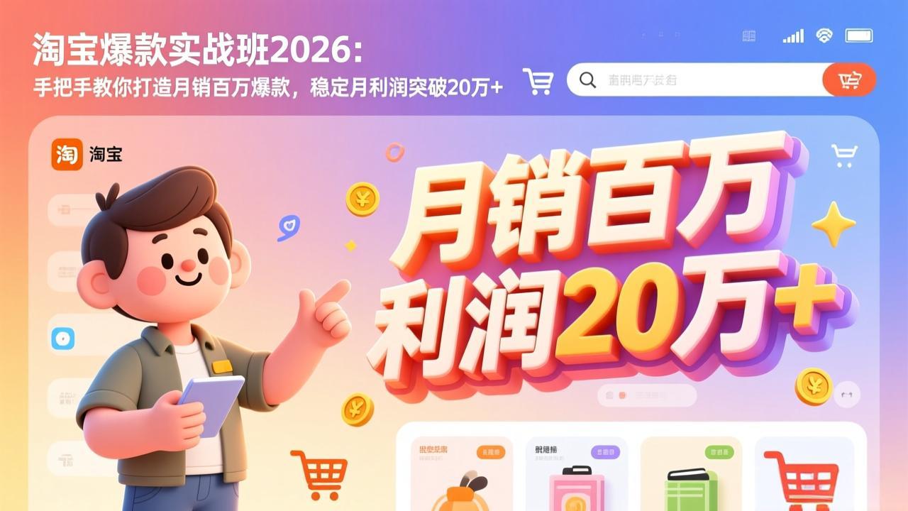 淘宝爆款实战班2026：手把手教你打造月销百万爆款，稳定月利润突破20万+-星空网创资源