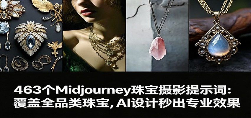 463个Midjourney珠宝摄影提示词:覆盖全品类珠宝,AI设计秒出专业效果-星空网创资源