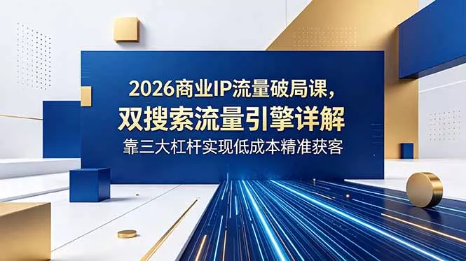 2026商业IP流量破局课,双搜索流量引擎详解,靠三大杠杆实现低成本精准获客-星空网创资源