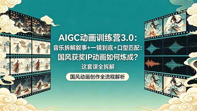 (18244期)AIGC动画训练营3.0:音乐拆解叙事+一镜到底+口型匹配:国风获奖IP动画如何炼成?这套课全拆解-星空网创资源
