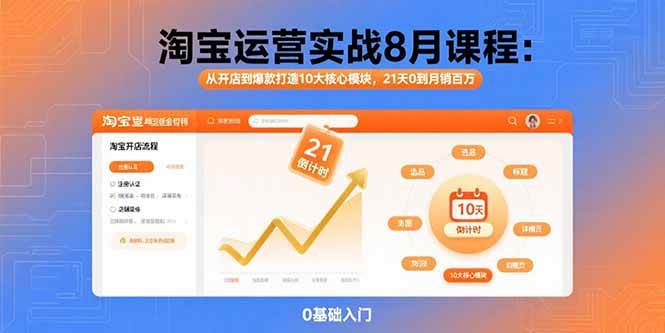 （15849期）淘宝运营实战8月课程：从开店到爆款打造10大核心模块，21天0到月销百万-星空网创资源