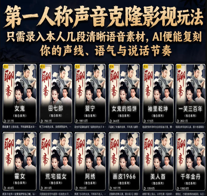 第一人称声音克隆影视玩法,只需录入本人几段清晰语音素材,AI便能复刻你的声线、语气与说话节奏-星空网创资源