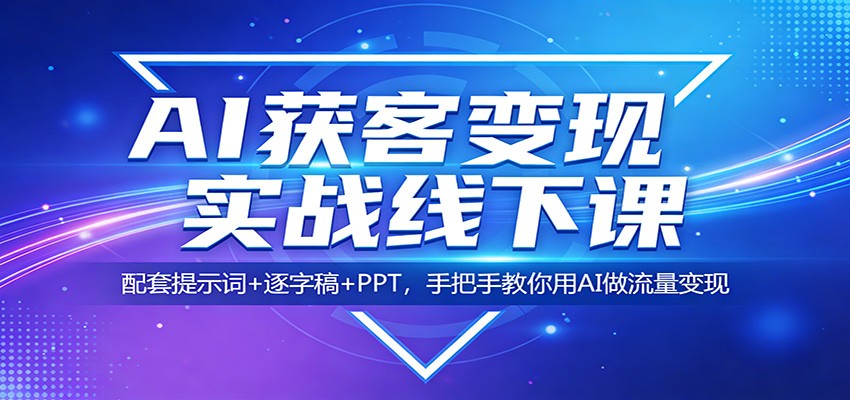 AI获客变现实战线下课：配套提示词+逐字稿+PPT，手把手教你用AI做流量变现-星空网创资源