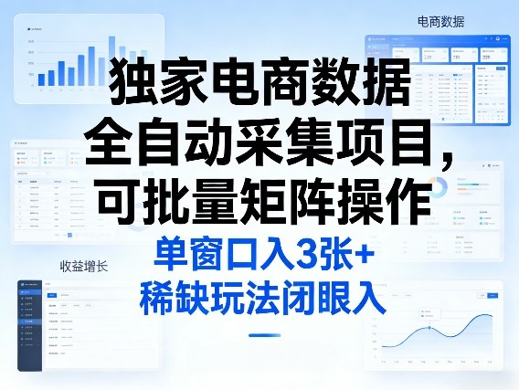 独家电商数据全自动采集项目,可批量矩阵操作,单窗口日入3张+,稀缺玩法闭眼入【揭秘】-星空网创资源
