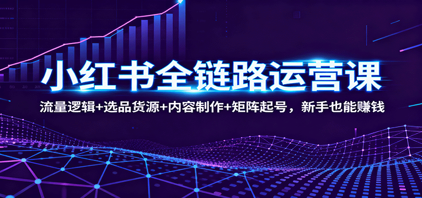 小红书全链路运营课：流量逻辑+选品货源+内容制作+矩阵起号，新手也能赚钱-星空网创资源