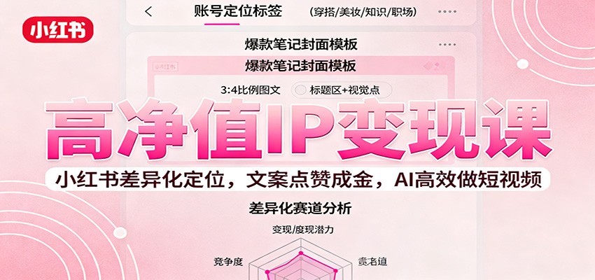高净值IP变现课：小红书差异化定位，文案点赞成金， AI高效做短视频-星空网创资源