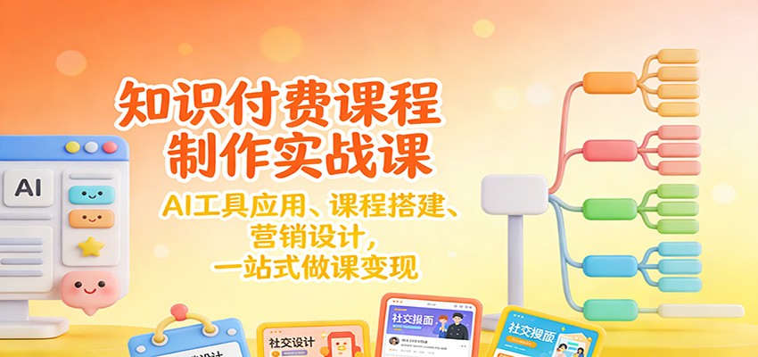 知识付费课程制作实战课：AI工具应用 、课程搭建、营销设计，一站式做课变现-星空网创资源