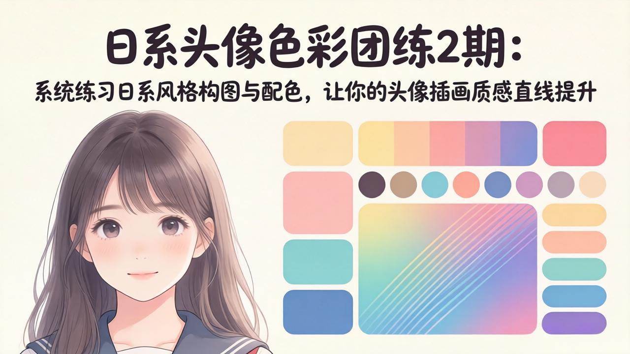 (18034期)日系头像色彩团练2期:系统练习日系风格构图与配色,让你的头像插画质感直线提升-星空网创资源