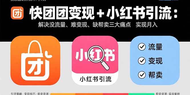 (15877期)快团团变现+小红书引流:解决没流量、难变现、缺帮卖三大痛点 实现月入3w+-星空网创资源