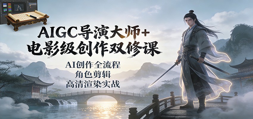 AIGC导演大师+电影级创作双修课：AI创作全流程、角色剪辑、高清渲染实战-星空网创资源