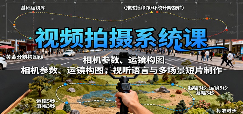 视频拍摄系统课：相机参数、运镜构图，视听语言与多场景短片制作-星空网创资源