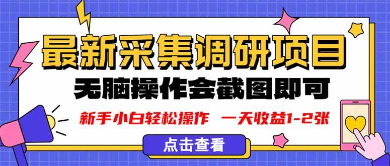 （16155期）新版采集调研项目，截图上传即可，无脑操作，日收益1-2张-星空网创资源